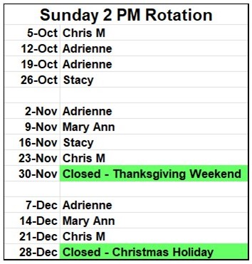 Sunday Schedule